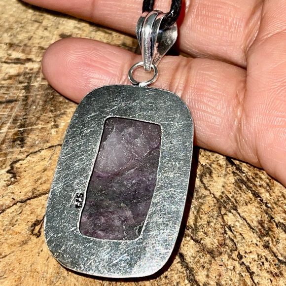 Rectangular Shape Charoite Pendant 2” - Picture 4 of 8